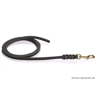 Fettlederleine 3m x 12mm schwarz ohne Handschlaufe, Messing Haken