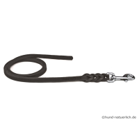 Fettlederleine 1,35m x 12mm schwarz ohne Handschlaufe, Chrom Haken