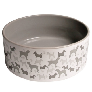 Keramiknapf grau mit Hundemotiv 1,5 L