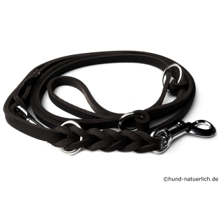 Fettleder Führleine schwarz geflochten Edelstahl 3m x 12mm