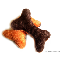 Plüschknochen mit Squeaker braun-orange Hundespielzeug