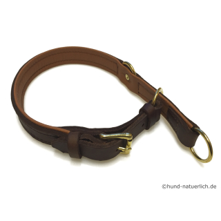 Zugstopp Lederhalsband braun, Messing Gr. 60