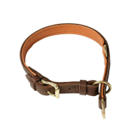Zugstopp Lederhalsband braun, Messing Gr. 60