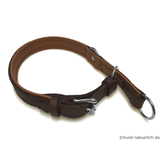 Zugstopp Lederhalsband braun, Chrom Gr. 50