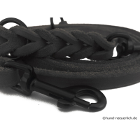 Fettleder Führleine 2,40m x 8mm schwarz geflochten, Haken schwarz