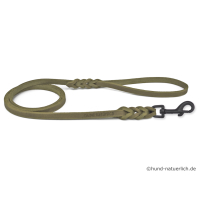 Fettlederleine 1m x 12mm oliv mit Handschlaufe, Haken...
