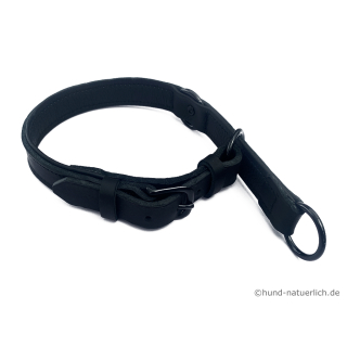 Zugstopp Lederhalsband schwarz, schwarz matt Gr. 50