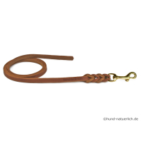 Fettlederleine 1m x 15mm cognac ohne Handschlaufe, Messing