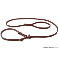 Fettleder Moxonleine Retrieverleine braun mit Zugstop...