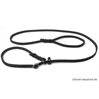 Fettleder Moxonleine Retrieverleine schwarz mit Zugstop 150cm x 8mm, Messing