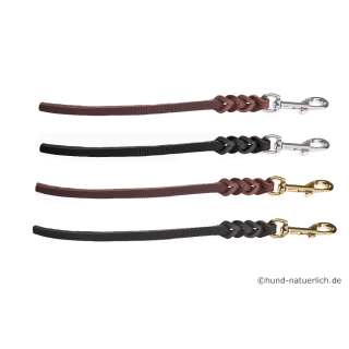 Fettleder Kurzführer geflochten 40cm x 8mm braun Chrom