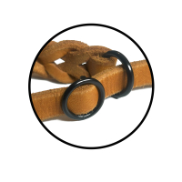 Fettleder Moxonleine cognac mit Zugstop, schwarz matt