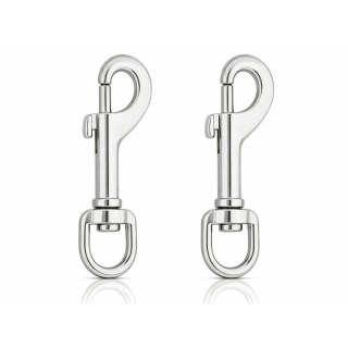 2 Stück Karabiner-Haken mit Drehgelenk silber - 67mm klein