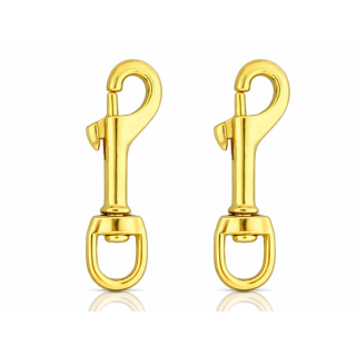 2 Stück Karabiner-Haken Messing goldfarbig, mittel 79mm