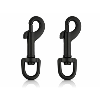 2 Stück Karabiner-Haken Zinkdruckguss schwarz matt klein - 70mm mittel groß