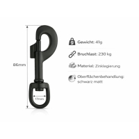 2 Stück Karabiner-Haken Zinkdruckguss schwarz matt...